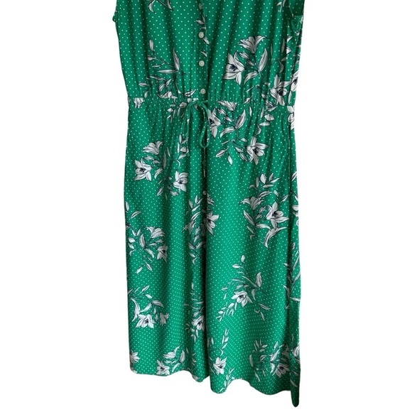 Draper James Green Floral & Polka Dotted Button Front Midi Dress, Size S - Picture 4 of 9